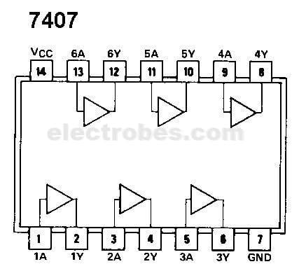 07a.jpg 74LS07 HEX Buffers/Drivers with Open-Collector Gate IC - Image 2