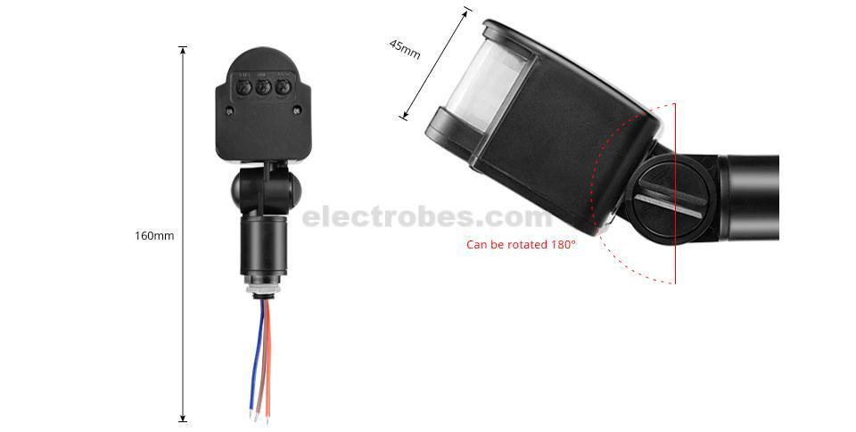 120870-desc-AC-110V-240V-LED-Motion-Sensor-Automatic-Infrared-PIR-Motion-Sensor-Switch-Rotating-PIR-Switch-Detector-for-LED-light-10.jpg 180 Degree AC 85-265V Human Infrared Sensor Switch Light Sensor Monitoring Spotlights PIR Switch - Image 3