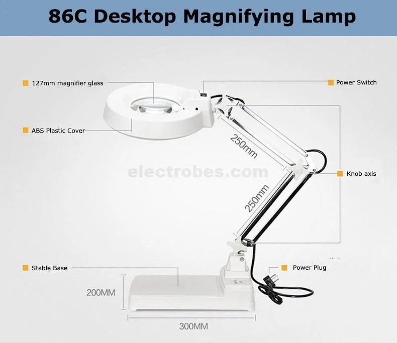 15121101073.jpg Lt-86C Magnifying Glass Desk Lamp 5x Magnification lamp with Large Glass 120mm Diameter - Image 5