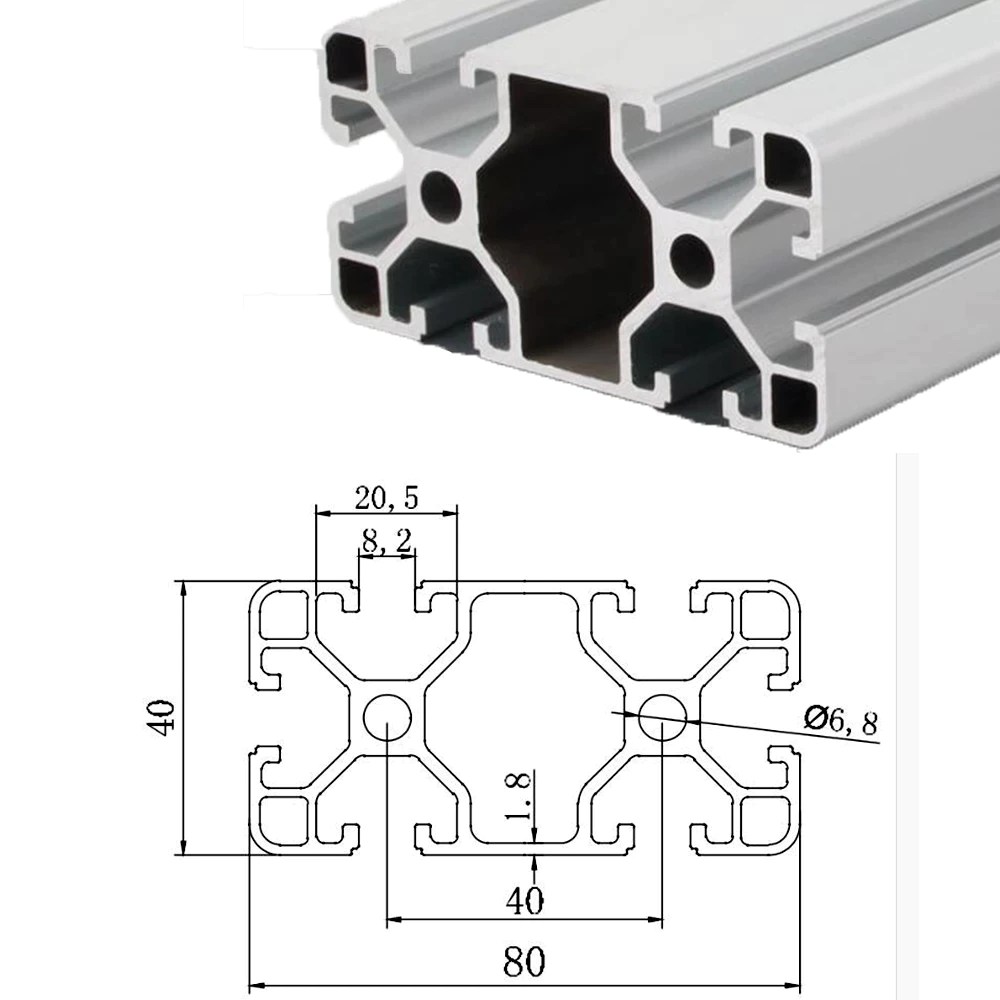 4080-Aluminum-Profile-Extrusion-European-Standard-Anodized-Linear-Rail-Aluminum-Extrusion-4080-Profile-for-CNC-3D-in-pakistan.jpg 4080 T-Slot Aluminum Extrusion Profile Anodized Silver Linear Rail Guide Frame for 3D Printer and CNC - Image 2
