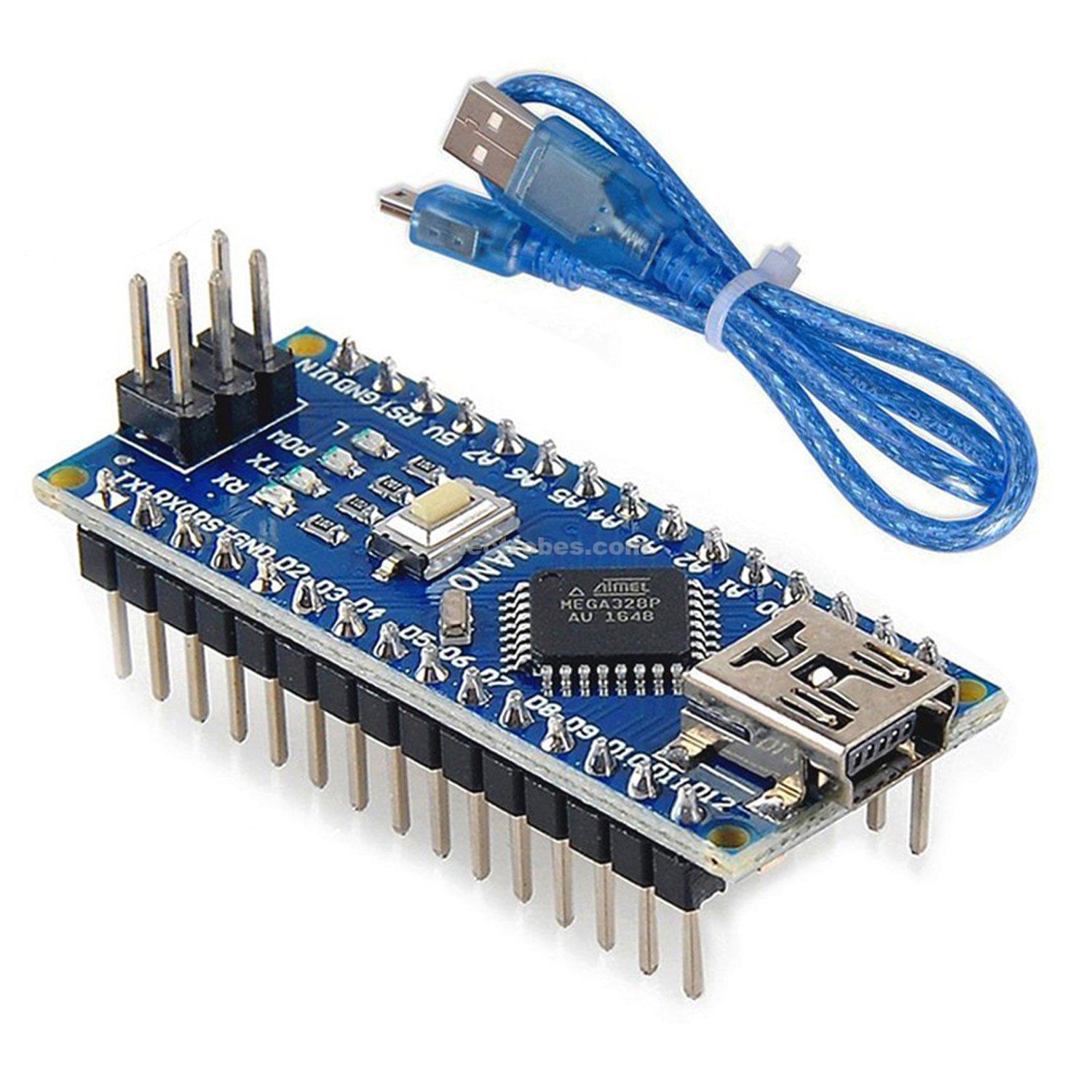 7112wesyKmL._SL1500_.jpg Arduino Nano V3 Pre-Soldered Pins with USB Cable