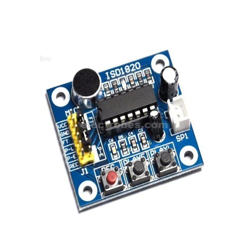 7b4845422f57913ba1050be9eabcb0c3.jpg ISD1820 Voice Recording & Playback Module Sound Sensor with Microphone and 8 Ohm Speaker - Image 3