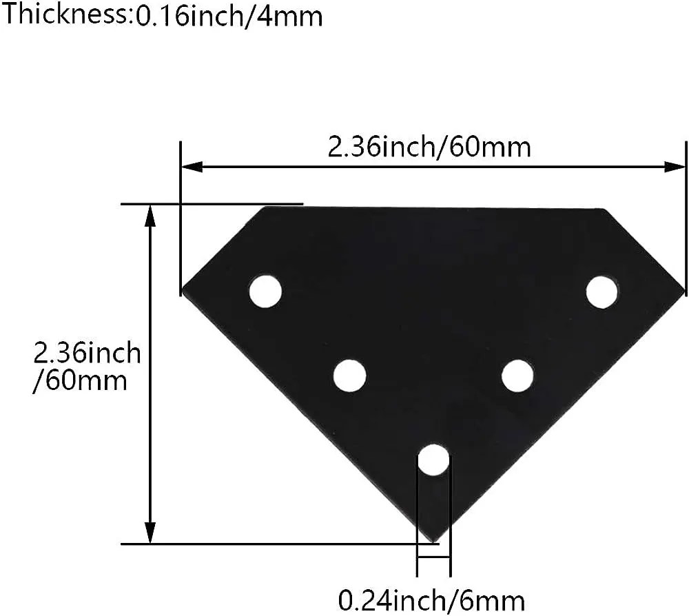 90-Degree-L-Type-Aluminum-Profile-Connector-Joint-Plate-Corner-Bracket-for-2020-Aluminum-Profile-in-_1.jpg L Shape 2020 Aluminum Extrusion 5 Holes for 2020 Series Aluminum Profile Tee Joint Bracket Outside Joining Plate Silver/Black - Image 3