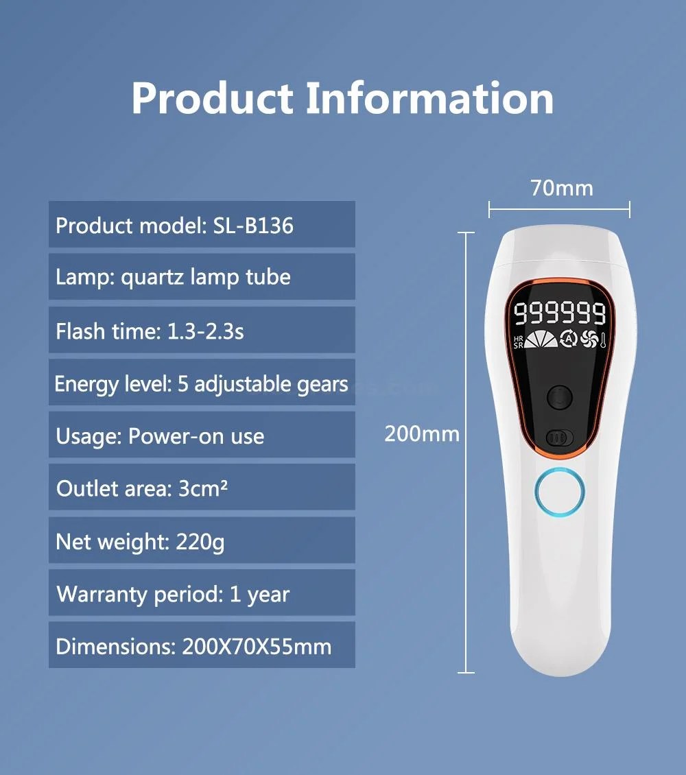 B182En1_14.jpg Laser Permanent Hair Removal for Women with 999,999 Flashes Painless IPL Hair Remover with 5 Energy Levels - Image 5