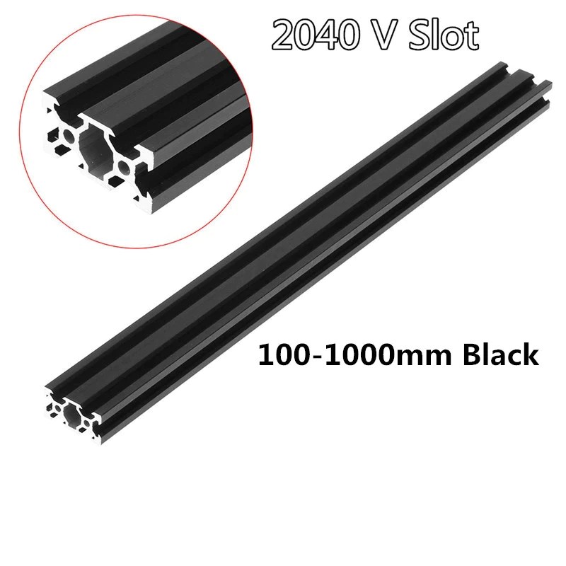 Black-100-1000mm-Length-2040-V-Slot-Aluminum-Profile-Extrusion-Frame-for-CNC-Laser-Engraving-Machine.jpg_Q90.jpg_.jpg 2040 V-Slot Aluminum Profile Extrusion for 3D Printer & CNC Machine - Image 3