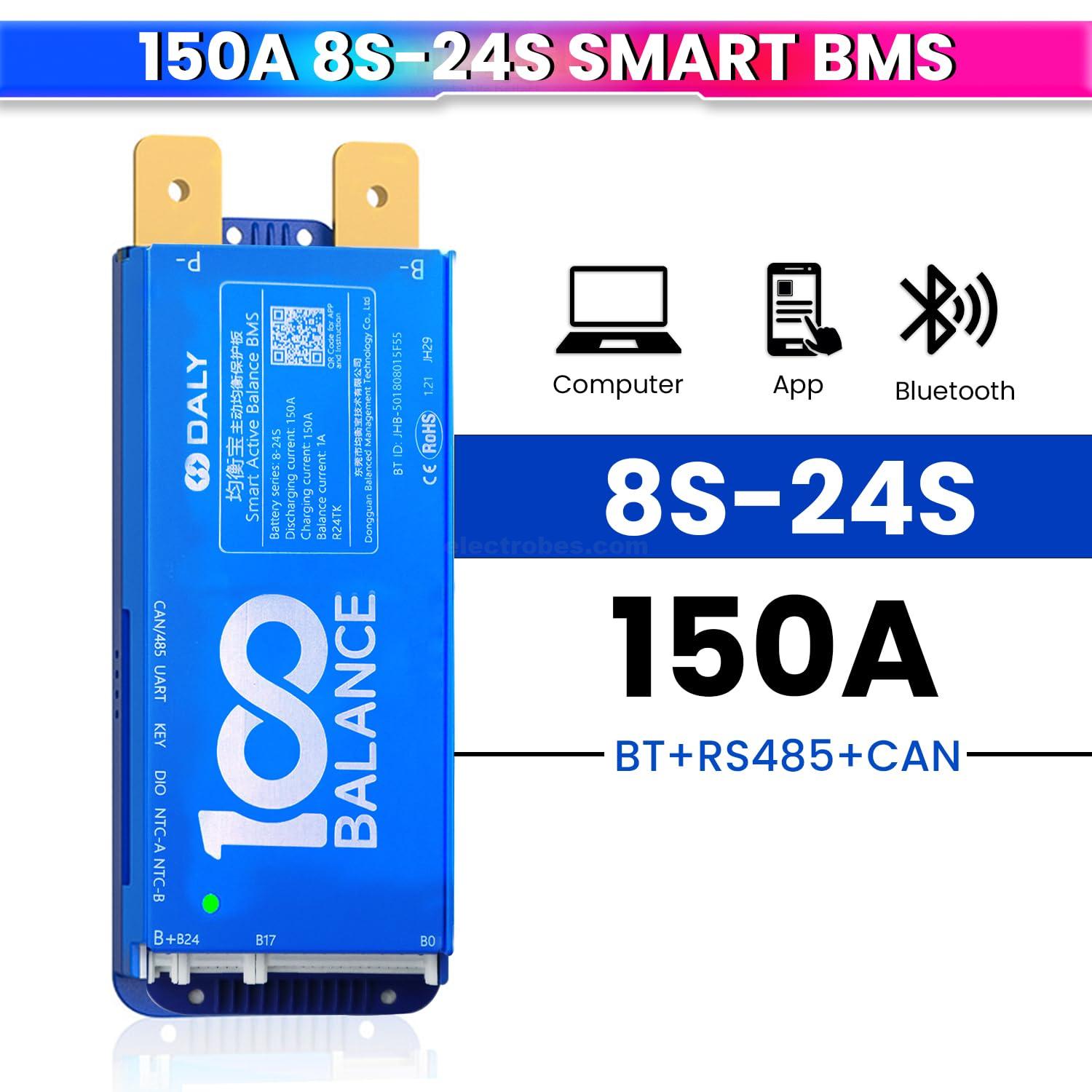 DALY-BMS-150A-8-24S-24-72V-BMS-with-1A-Active-Balancer-and-Builtin-Bluetooth-for-Lithium-ion-LFP-LTO-Battery-Pack-in-Pakistan.jpg DALY 150A 8S-24S Smart BMS with UART, RS485, CAN Port and 1A Active Balancer with Build-in Bluetooth - Image 2