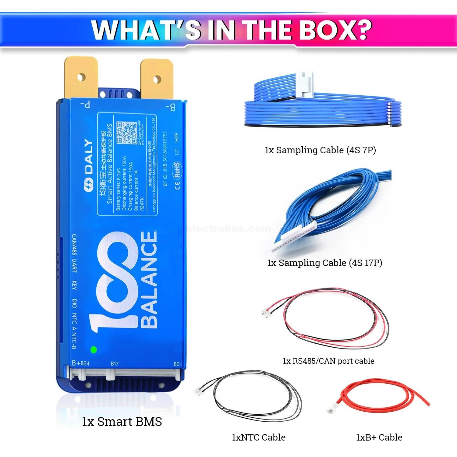 DALY-BMS-150A-8S-24S-24V-60V-48V-72V-BMS-with-1A-Active-Balancer-and-Builtin-Bluetooth-for-Lithium-ion-LFP-LTO-Battery-Pack-in-Pakistan.jpg DALY 150A 8S-24S Smart BMS with UART, RS485, CAN Port and 1A Active Balancer with Build-in Bluetooth - Image 5