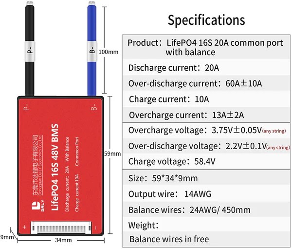 DALY-BMS-16S-48V-20A-LifePO4-PCB-Protection-Boad-LiFePO4-16-Cells-48V-Lithium-Battery-Pack-price-in-Pakistan.jpg DALY BMS LFP LifePo4 16S 48V 20A BMS Battery Management System for Lifepo4 Battery Pack Balanced Charging Board - Image 5