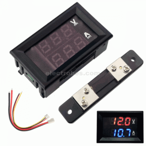 2 in 1 DC 0-100V 50A Voltmeter Ammeter With DC 50A 75mV Ampere Shunt Dual 0.28″ Red Blue Voltage Detector Current Indicator