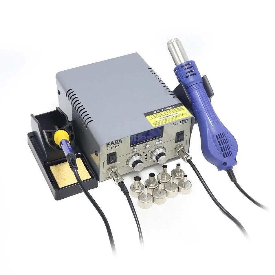 Ha3edb8fff7974aa19292da447f4fd6b3K.jpg KADA 2018D+ 2in1 Hot Air SMD Soldering Iron Station BGA Rework Station - Image 4