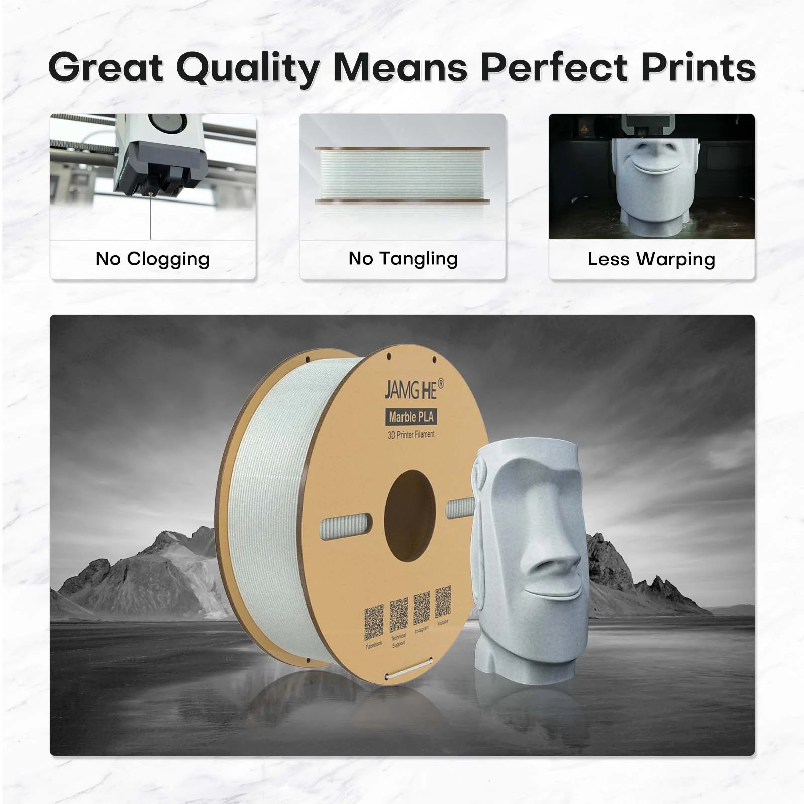 Jamghe-marble-pla-3d-printer-filament-in-marble-colour-1.75mm-diameter-for-FDM-3d-printer-price-in-Pakistan.jpg Jamg He 1.75mm Marble PLA 3D Printer Filament 1Kg Spool - Image 3