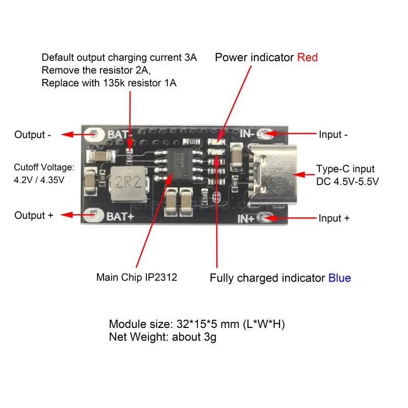 Lithium-Battery-Charger-Module-IP2312-3A-with-USB-Type-C-in-rawalpindi-islamabad.jpg USB Type C 3A High Current IP2312 Polymer Ternary Lithium Battery Quick Fast Charging Board Charger Module - Image 4