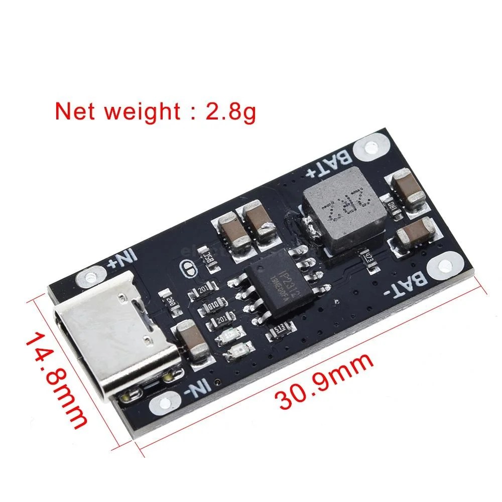 Lithium-Battery-Charger-Module-IP2312-3A-with-USB-Type-C.jpg USB Type C 3A High Current IP2312 Polymer Ternary Lithium Battery Quick Fast Charging Board Charger Module - Image 2
