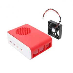 Raspberry Pi 4 Case, Raspberry Pi 4 Fan ABS Case With Cooling Fan – Red and White