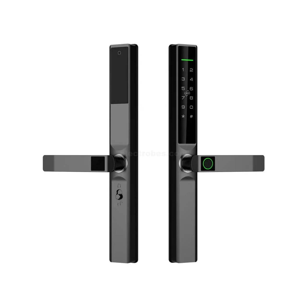 S610-black-Smart-Door-Automatic-Lock-with-biometric-card-pin-key-App-controlled-security-locking-systems-in-Pakistan-1.jpg S610 Waterproof IP65 Smart Handle Door Automatic Lock with RFID, Pin, Key and Biometric Verification System for Home Office Security