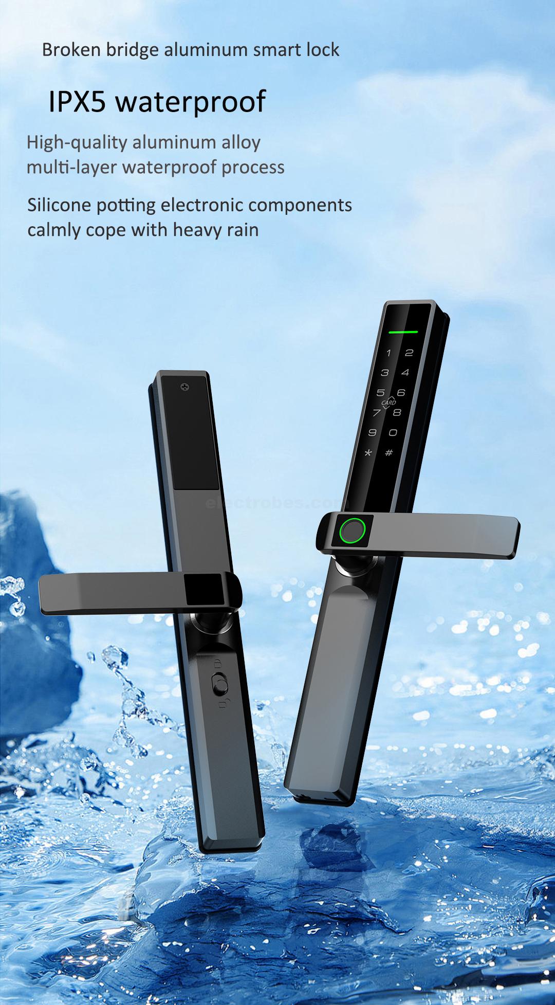 S610-black-Smart-Door-Automatic-Lock-with-biometric-card-pin-key-App-controlled-security-locking-systems-in-Pakistan-6.jpg S610 Waterproof IP65 Smart Handle Door Automatic Lock with RFID, Pin, Key and Biometric Verification System for Home Office Security - Image 6
