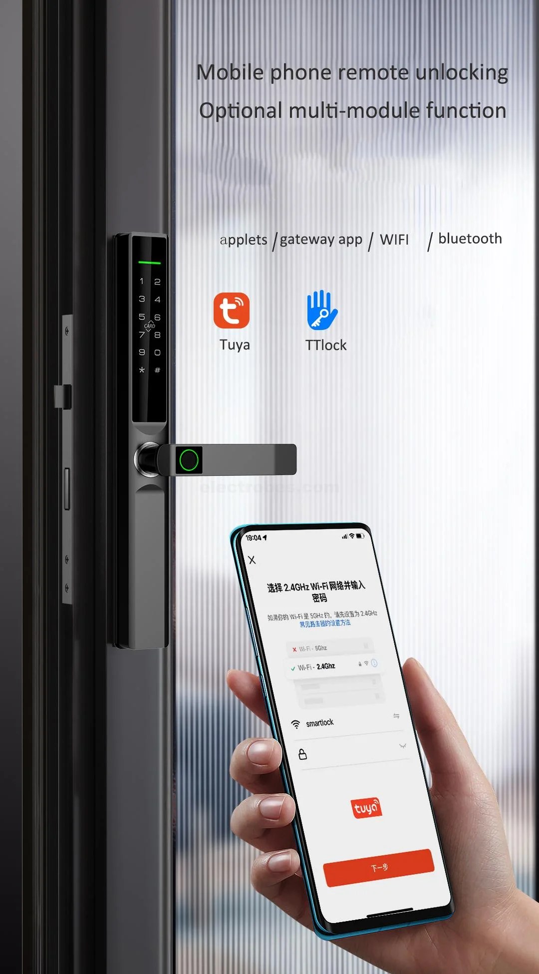 S610-black-Smart-Door-Automatic-Lock-with-biometric-card-pin-key-App-controlled-security-locking-systems-in-Pakistan-7.jpg S610 Waterproof IP65 Smart Handle Door Automatic Lock with RFID, Pin, Key and Biometric Verification System for Home Office Security - Image 7