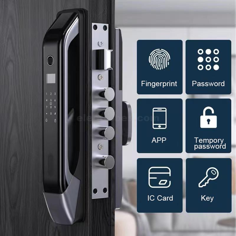 S928-black-Smart-Door-Automatic-Lock-with-biometric-card-pin-key-App-controlled-security-locking-systems-heavy-duty-in-Pakistan-4.jpg S928-2 Smart Handle Door Automatic Lock with RFID, Pin, Key and Biometric Verification System - Image 4