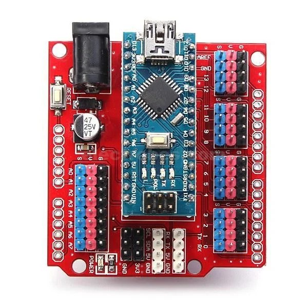 SKU147298-SKU099717c.jpg Multi-Function Funduino Nano Shield Arduino Nano Sensor Expansion Board - Image 4