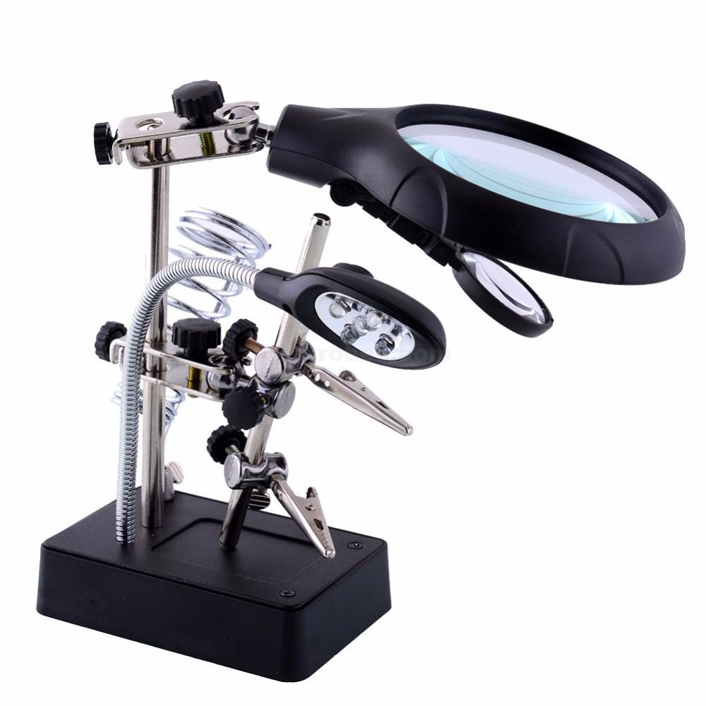 Soldering-Iron-Stand-Third-Hand-Tool-Helping-Hand-with-Magnifying-Glass-and-LED-Light-at-best-price-in-pakistan-2.jpg Helping Hand Third Hand Tool Soldering Iron Stand with Magnifying Glass, Triple Zoom and LED Light