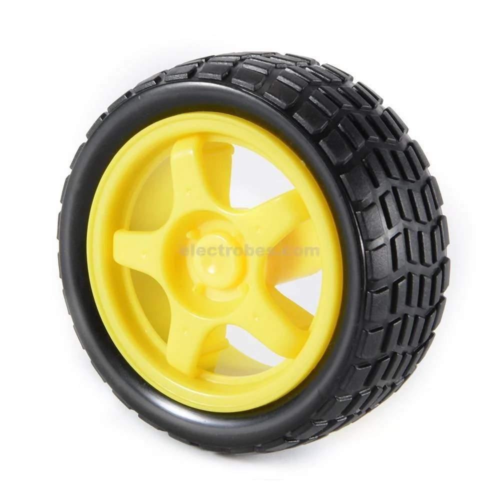 TE696-E-10-7.jpg 65mm Smart Robot Car Tyres Wheel for Gear Motor (Yellow)