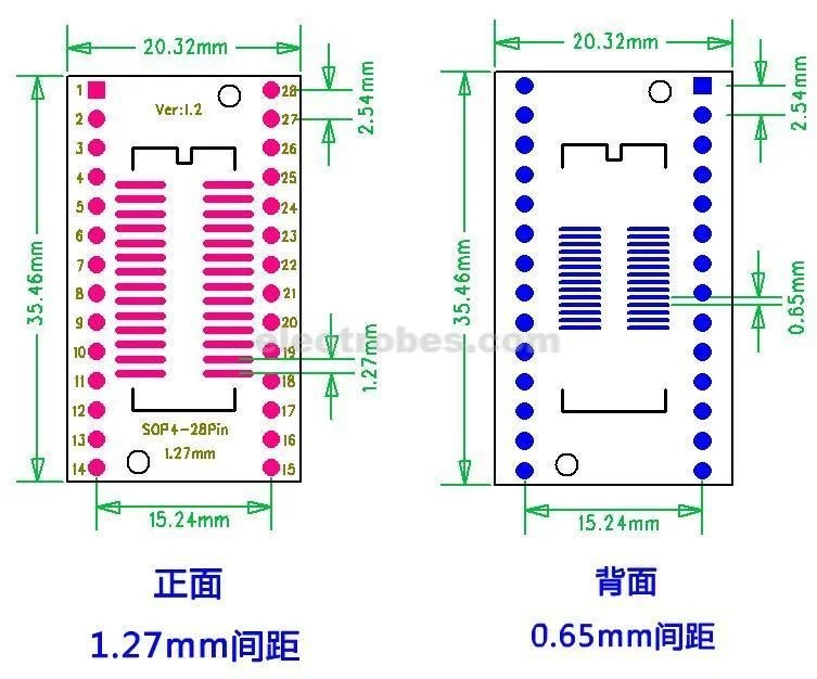 TSSOP28.jpg TSSOP28 SOP28 SMD to DIP28 Adapter Dual PCB - Image 2