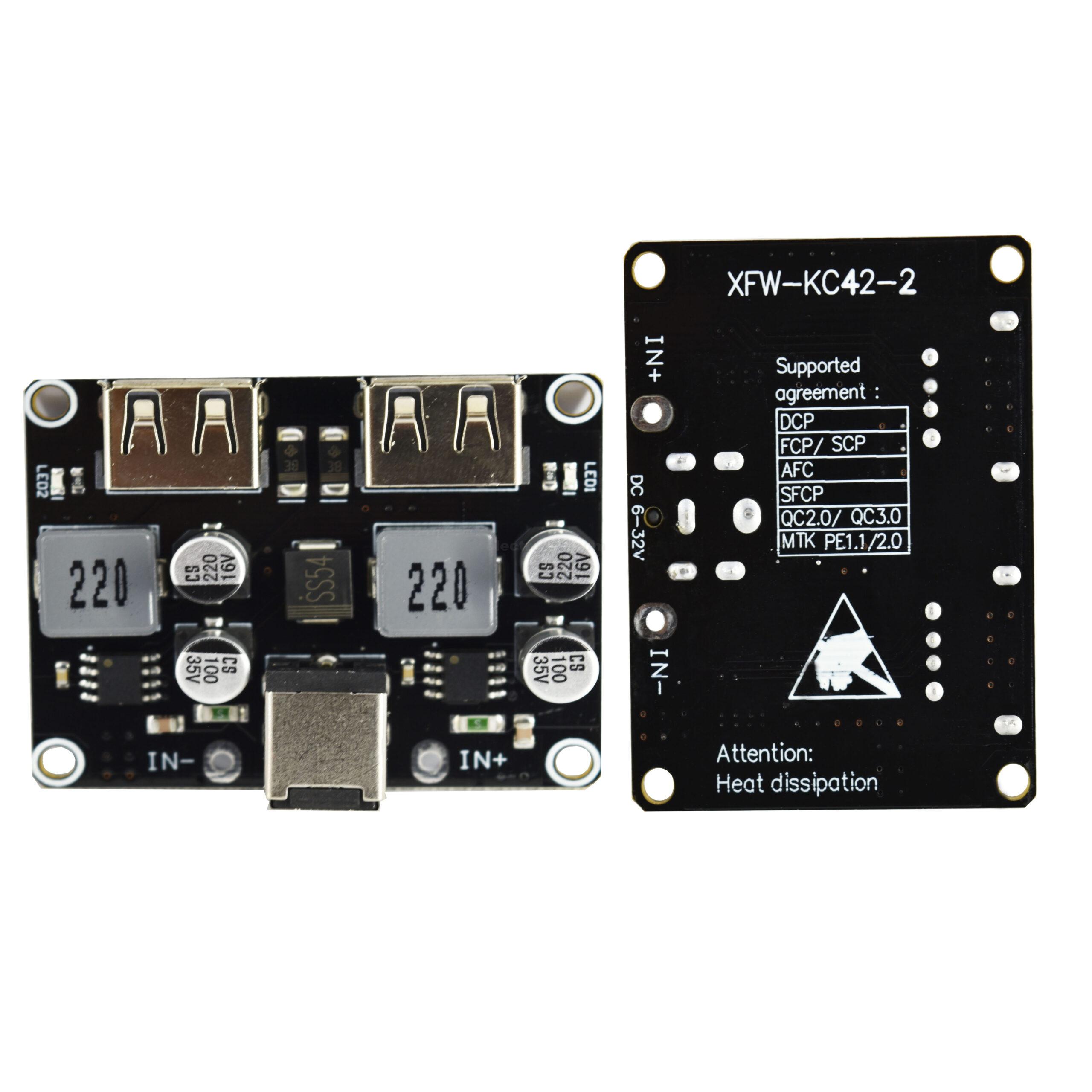 XFW-KC42-2-2-way-USB-DC-DC-Step-Down-Fast-Charging-Module.jpg XFW-KC42-2 2-way USB DC-DC Step Down Fast Charging Module - Image 4