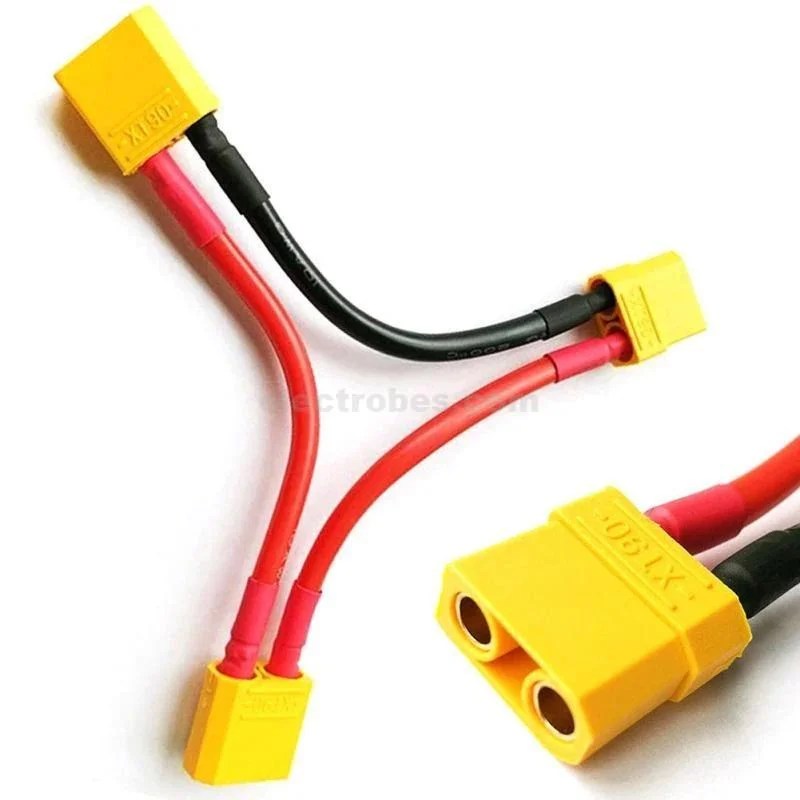 XT90-Series-Y-Harness-Lead-Cable-2-Lipo-Batteries-In-Series-Splitter.jpg XT60 Series Battery Connector Cable Extension Delta Splitter - Image 4