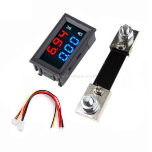 2in1 DC 0-100V Voltmeter Ammeter With DC 100A 75mV Ampere Shunt Dual 0.28″ Red Blue Voltage Detector Current Indicator