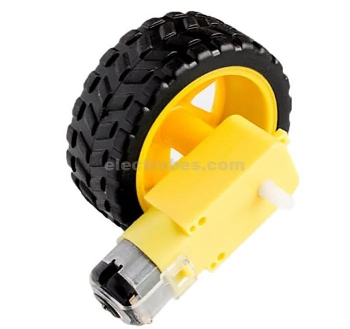 robot-tire-dc-gear-motor-car-chassis-wheel-set-wheel-motor.jpg Smart Robot Car Plastic Tyre Wheel + DC 3-6V TT Gear Motor Set - Image 4