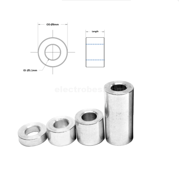 round-aluminium-spacers-for-3d-printer-and-cnc-machines-in-pakistan.png M5 5mm No Thread Round Aluminium Standoff Spacer