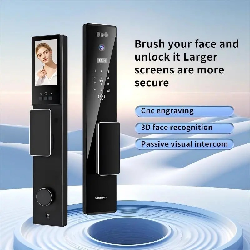 s555-smart-door-lock-with-7-4v-5000mah-battery-40-110mm-door-thickness-cnc-process-aluminum-alloy-at-best-price-in-pakistan-2.jpg S555 Smart Door Lock with 3D Face Recognition, Intercom Camera Intelligent Door Lock with Buit-in Battery - Image 4